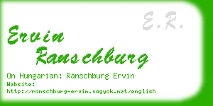 ervin ranschburg business card